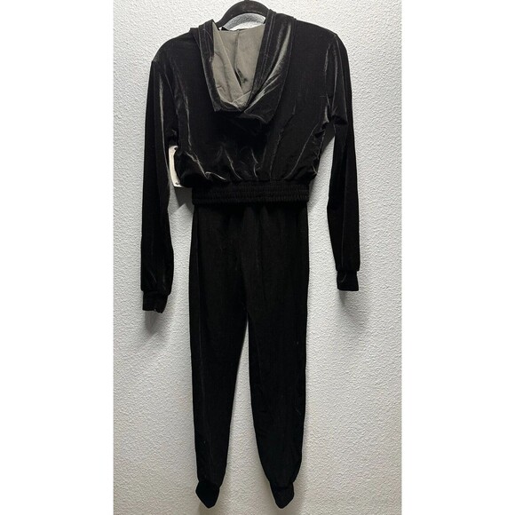 Boohoo Women’s Size 4 Black Velour Hoody & Jogger Set NEW - Picture 4 of 16